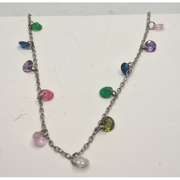 cadena de plata con piedra color