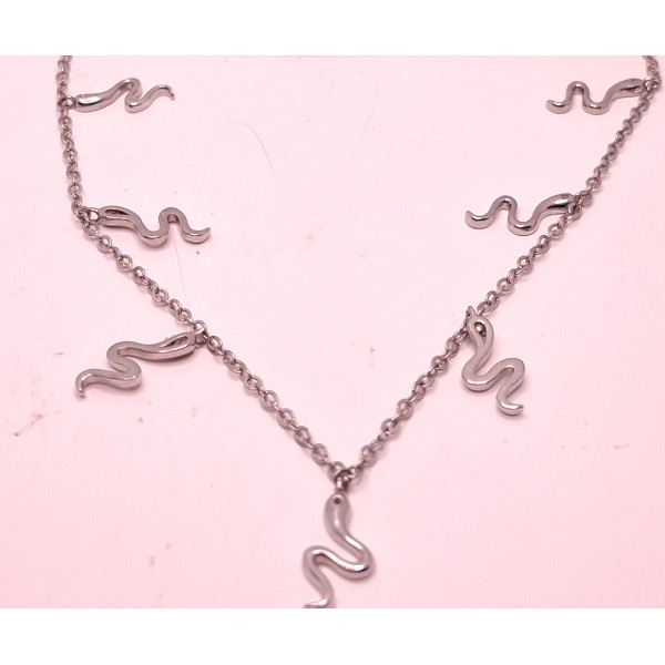 collar serpientes plata