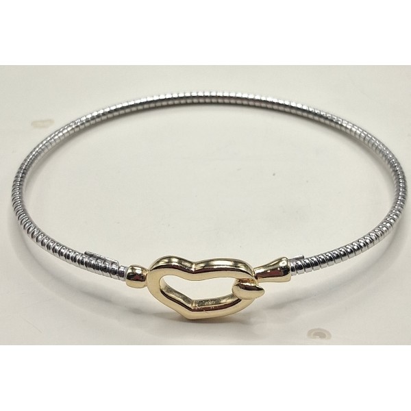 pulsera caña bicolor de plata