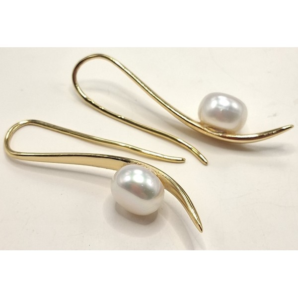 pendientes perla chapados