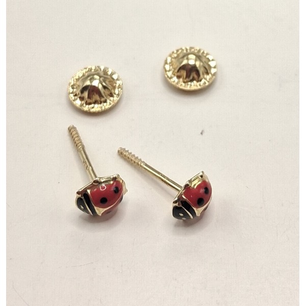 pendientes mariquita oro de 18 ktes