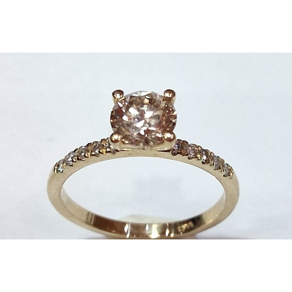 Anillo de oro de 14 ktes con brillantes