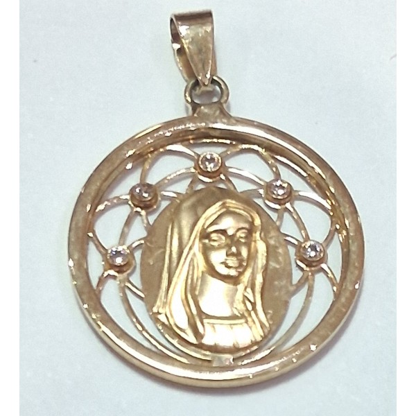 medalla virgen de oro de 18 ktes