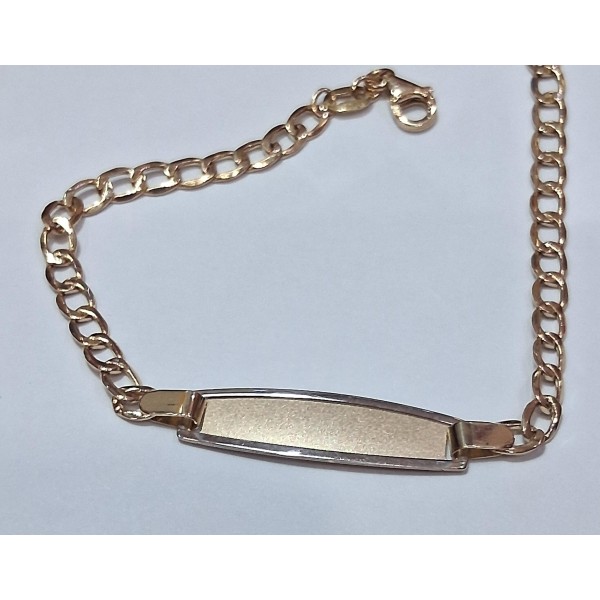 pulsera placa  de oro amarillo de m18 ktes