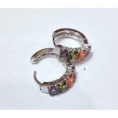 pendientes plata con piedra color