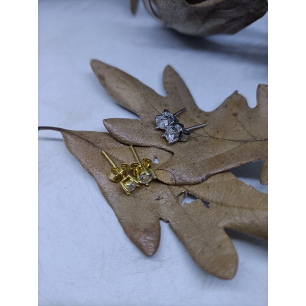 Pendientes de plata y chapado en oro amarillo con zc