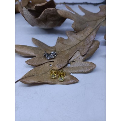 Pendientes de plata chapado en oro amarillo redondo con zc