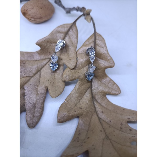 Pendientes de plata con zc y aguamarina