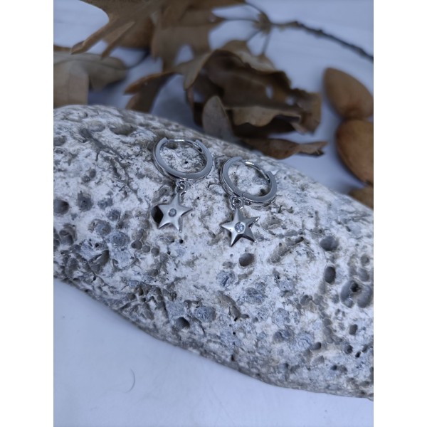 Pendiente de plata estrella