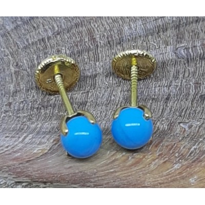 Pendientes oro amarillo bebe turquesa