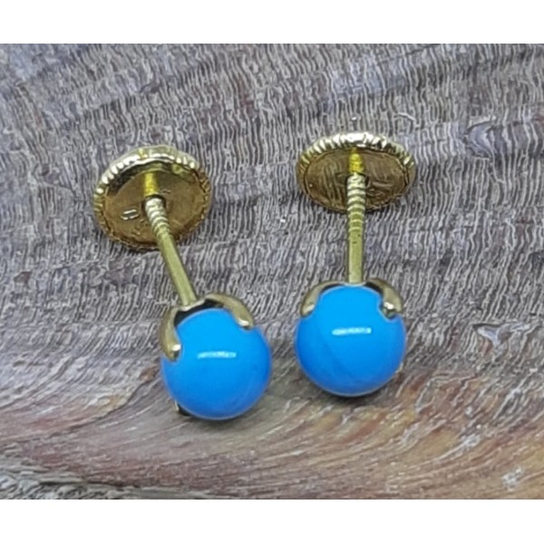 Pendientes oro amarillo bebe turquesa