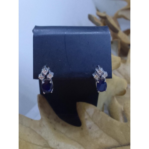 Par pendientes brillantes zafiro brillantes