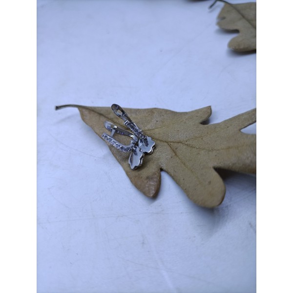 Pendientes oro blanco flor