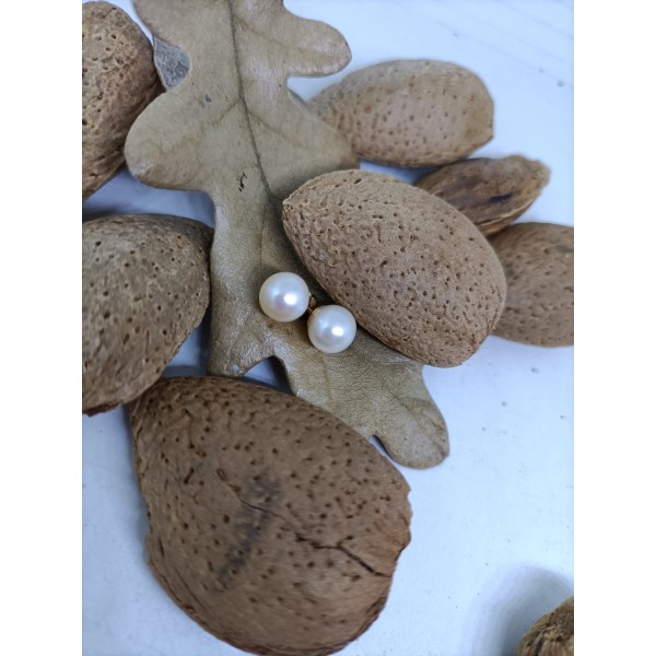 Pendientes oro perla