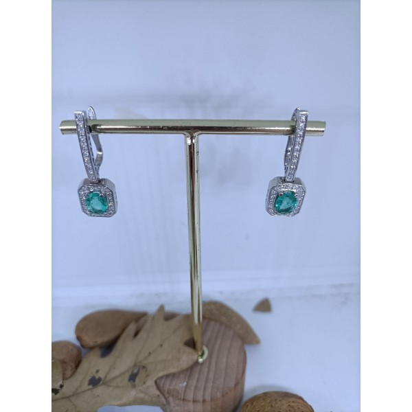 Pendientes oro blanco rubíes y brillantes