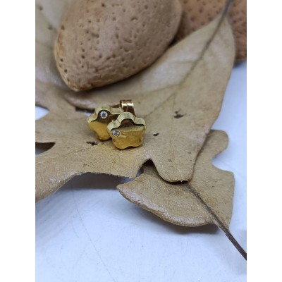 Pendientes oro amarillo con forma de flor con brillantes