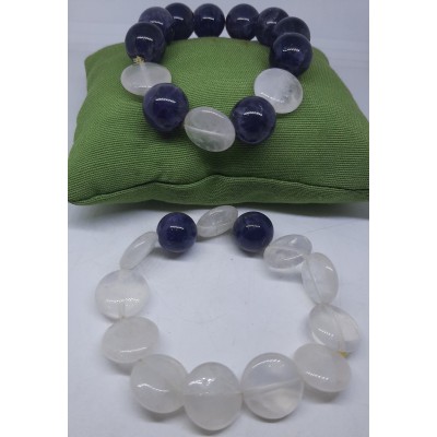 Pulsera bolas amatistas y cuarzo rosa