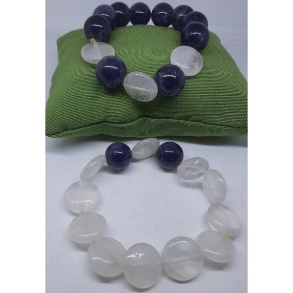 Pulsera bolas amatistas y cuarzo rosa