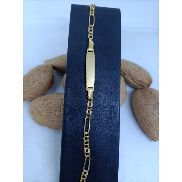Pulsera oro placa milanesa 3x1