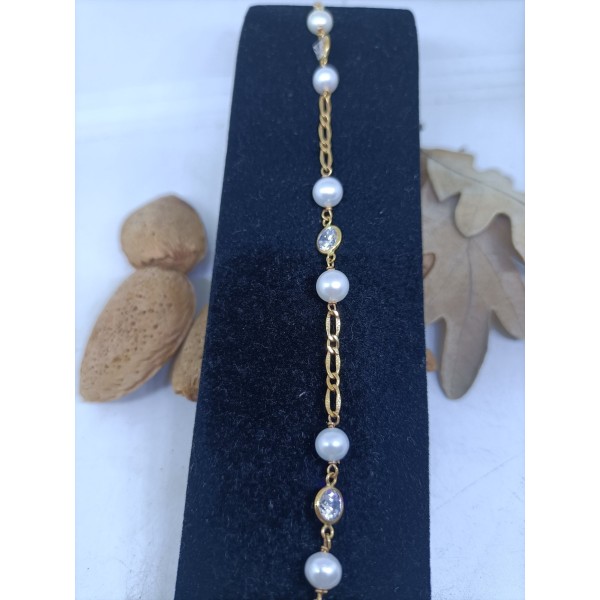 Pulsera oro perlas zc