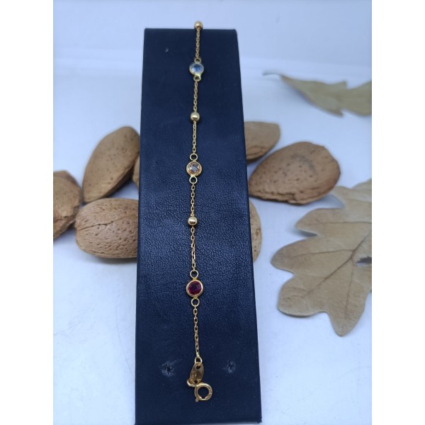 Pulsera oro piedra color