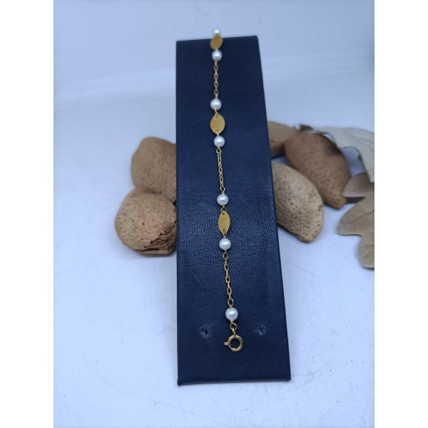 Pulsera oro chapa perla