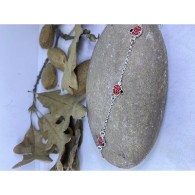 Pulsera de plata de mariquitas