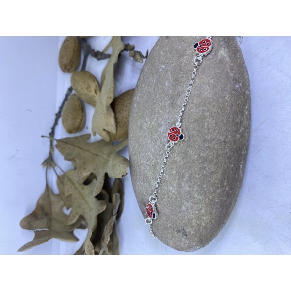 Pulsera de plata de mariquitas