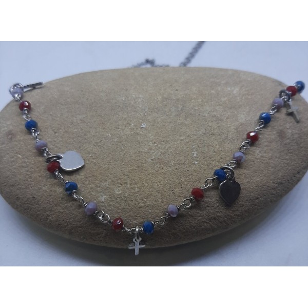 Cadena con piedras color con motivos