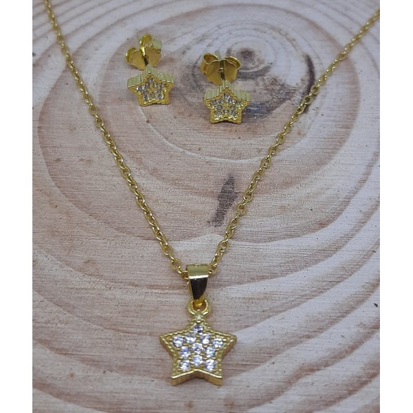 Cadena con colgante y par pendientes