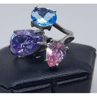 Sortija plata piedra color