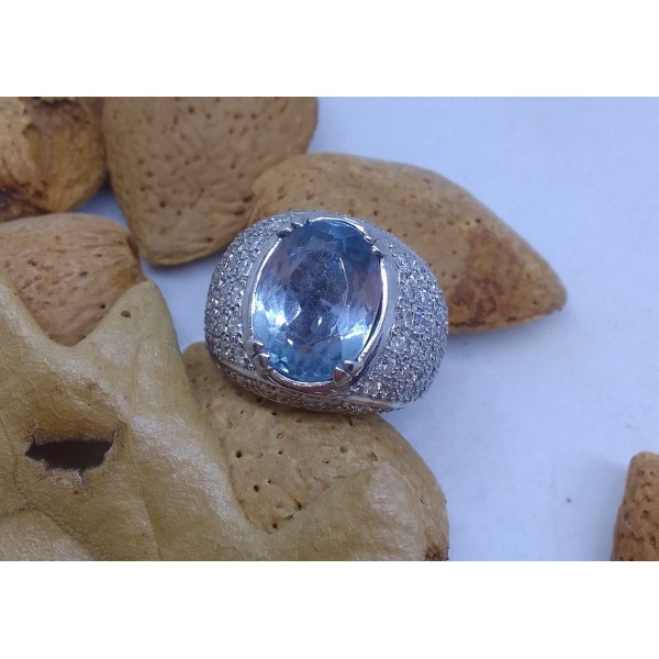 Sortija aguamarina brillantes