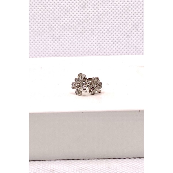 par pendientes trebol de oro blanco con brillantes