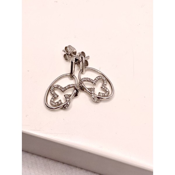 par pendientes oro blanco de mariposas con brillantes
