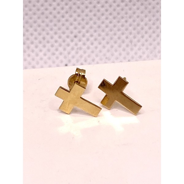 par pendientes oro amarillo cruz