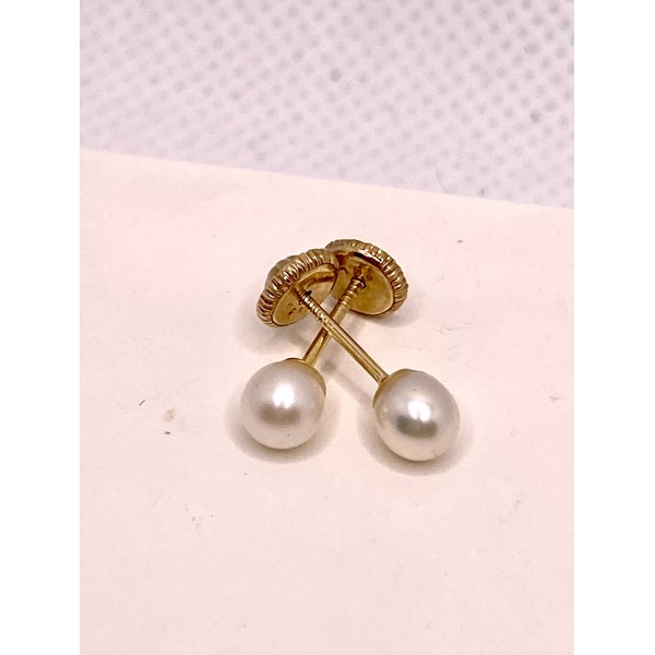 par pendientes perla pequeña oro amarillo