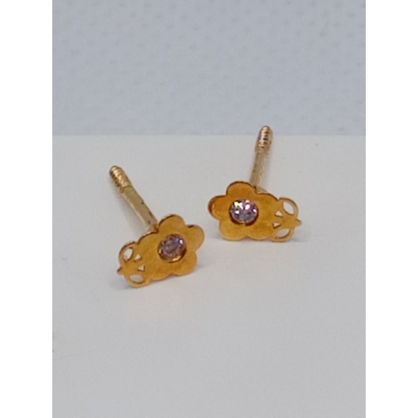 pendientes oro flor con zc