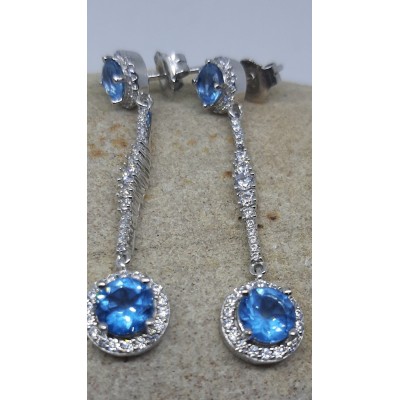 Pendientes largos con piedra color