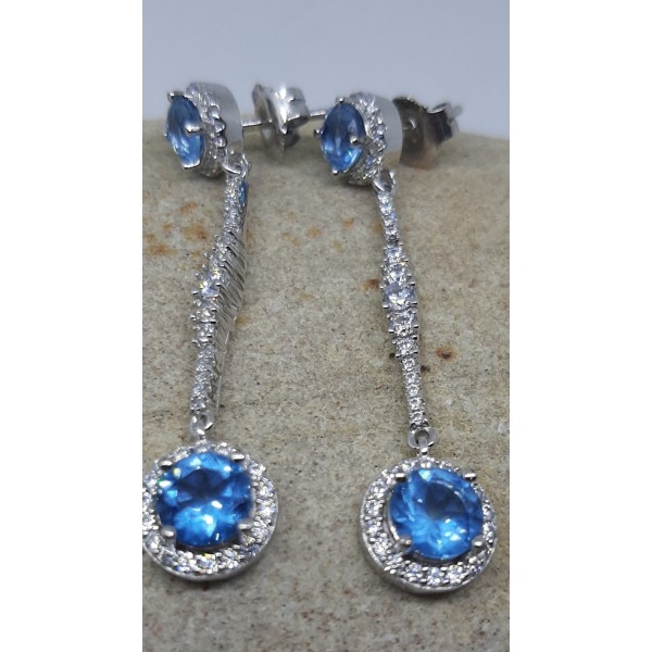 Pendientes largos con piedra color