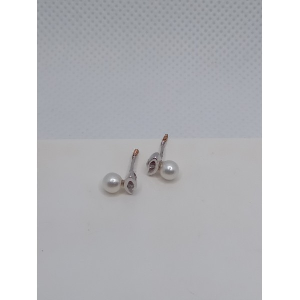 par pendientes bebe oro blanco con perlas