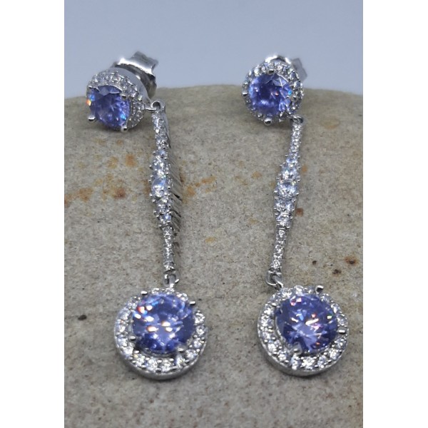 Pendientes largos con piedra color
