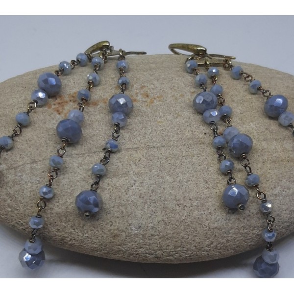 Pendientes largos con piedra color