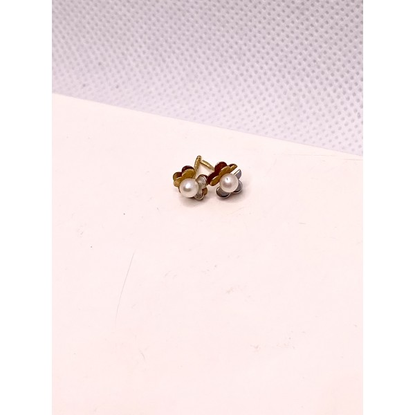 par pendientes bicolor perla oro