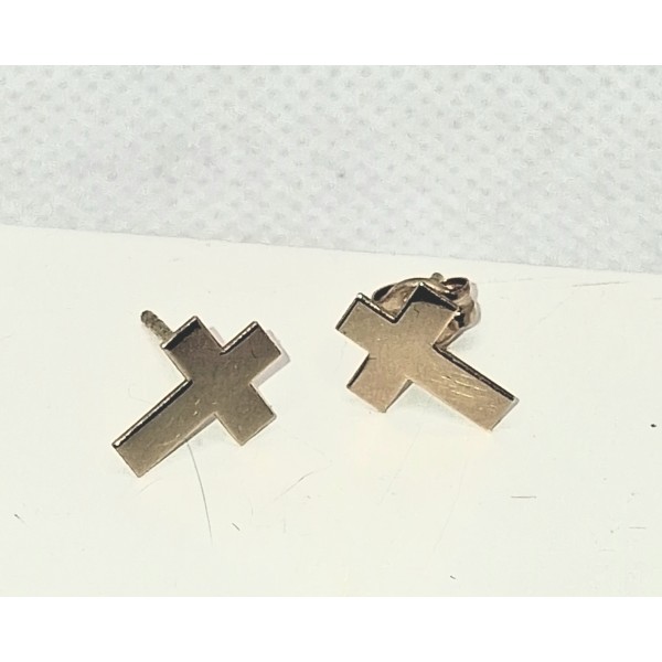 pendientes oro cruz
