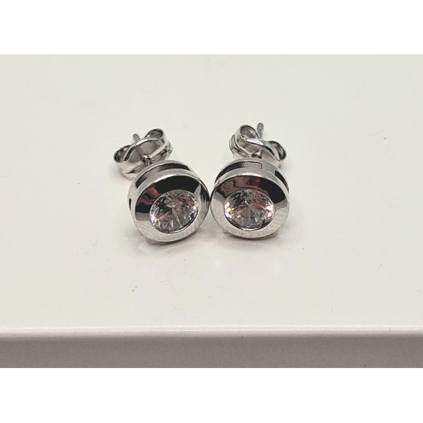 pendientes oro chaton blanco