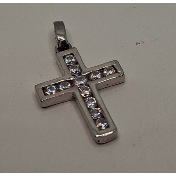 cruz oro blanco con zc de 18 ktes