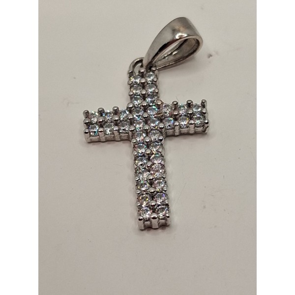 cruz oro blanco con zc de 18 ktes