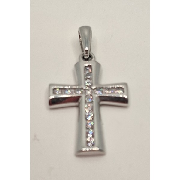 cruz oro blanco con zc de 18 ktes