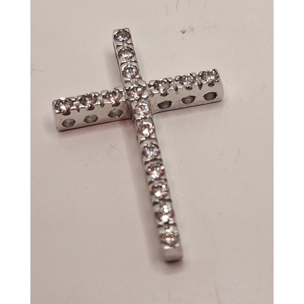cruz oro blanco con zc de 18 ktes