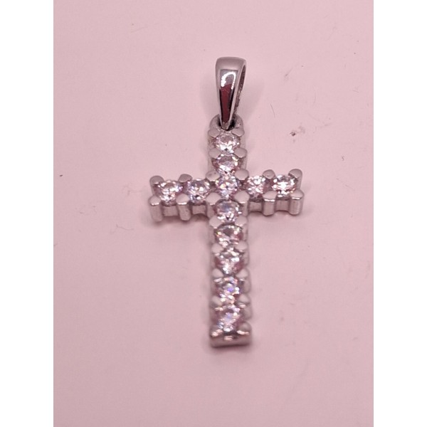 cruz oro blanco con zc de 18 ktes